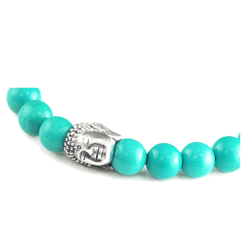 Bracelet Tête Bouddha en Argent et Turquoise